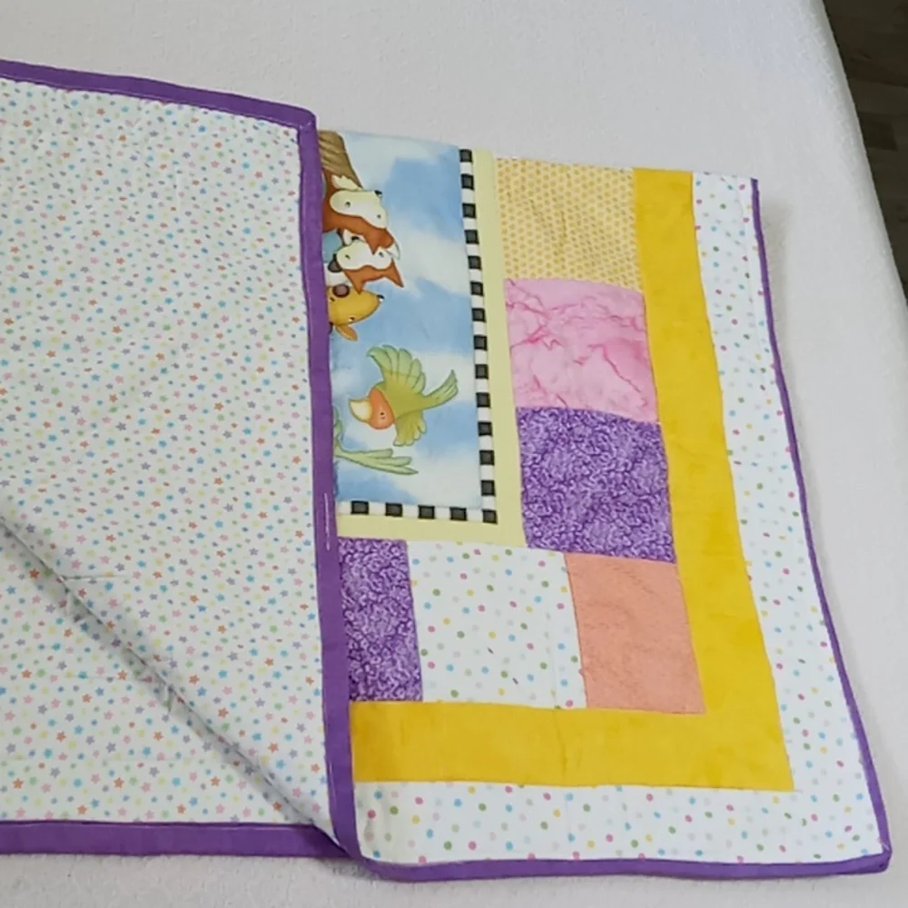 Colorful Noah's Arc Animal-Themed Baby Quilt NWOT